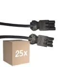 Multipack 25x Noxion GST - Compatible Câble d’extension Noir - Mâle + Femelle - 2m - 3 pole 1,5mm2