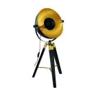Eglo Lampe De Chevet Covaleda Bois Acier Noir Dorée | IP20 - Convient pour 1x E27 